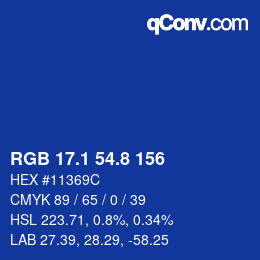 Color code: RGB 17.1 54.8 156 | qconv.com