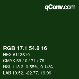 カラーコード: RGB 17.1 54.8 16 | qconv.com