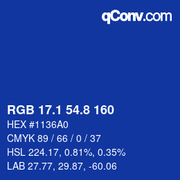 カラーコード: RGB 17.1 54.8 160 | qconv.com