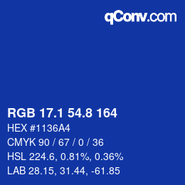 カラーコード: RGB 17.1 54.8 164 | qconv.com