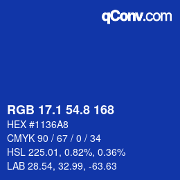 カラーコード: RGB 17.1 54.8 168 | qconv.com