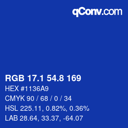 カラーコード: RGB 17.1 54.8 169 | qconv.com