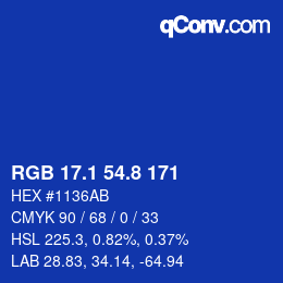 カラーコード: RGB 17.1 54.8 171 | qconv.com