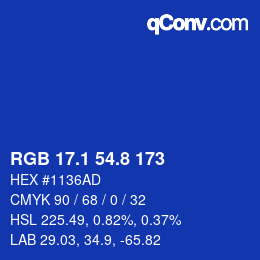 カラーコード: RGB 17.1 54.8 173 | qconv.com