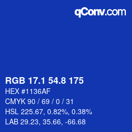 カラーコード: RGB 17.1 54.8 175 | qconv.com