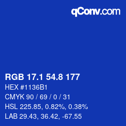 カラーコード: RGB 17.1 54.8 177 | qconv.com