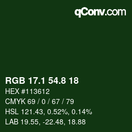 カラーコード: RGB 17.1 54.8 18 | qconv.com