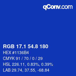 カラーコード: RGB 17.1 54.8 180 | qconv.com