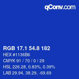 カラーコード: RGB 17.1 54.8 182 | qconv.com
