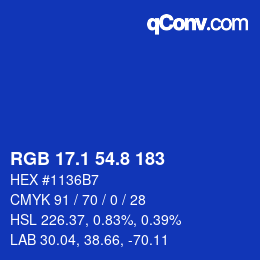 カラーコード: RGB 17.1 54.8 183 | qconv.com