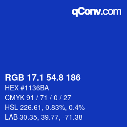 カラーコード: RGB 17.1 54.8 186 | qconv.com