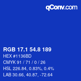 カラーコード: RGB 17.1 54.8 189 | qconv.com