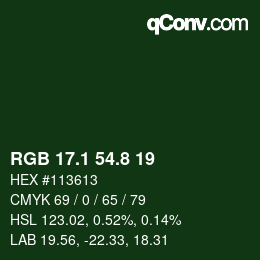 Color code: RGB 17.1 54.8 19 | qconv.com