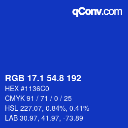 カラーコード: RGB 17.1 54.8 192 | qconv.com