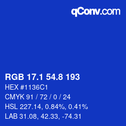 カラーコード: RGB 17.1 54.8 193 | qconv.com