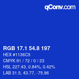 カラーコード: RGB 17.1 54.8 197 | qconv.com