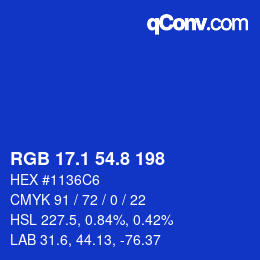 カラーコード: RGB 17.1 54.8 198 | qconv.com