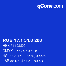 カラーコード: RGB 17.1 54.8 208 | qconv.com