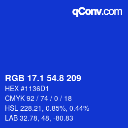 カラーコード: RGB 17.1 54.8 209 | qconv.com