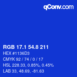 カラーコード: RGB 17.1 54.8 211 | qconv.com