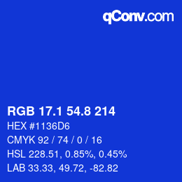 カラーコード: RGB 17.1 54.8 214 | qconv.com