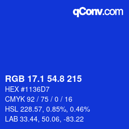 カラーコード: RGB 17.1 54.8 215 | qconv.com