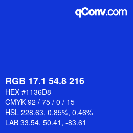 カラーコード: RGB 17.1 54.8 216 | qconv.com