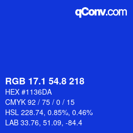 カラーコード: RGB 17.1 54.8 218 | qconv.com
