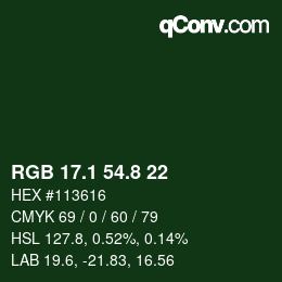 カラーコード: RGB 17.1 54.8 22 | qconv.com