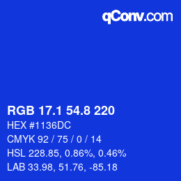 カラーコード: RGB 17.1 54.8 220 | qconv.com