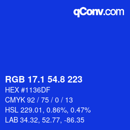 カラーコード: RGB 17.1 54.8 223 | qconv.com