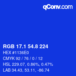 カラーコード: RGB 17.1 54.8 224 | qconv.com