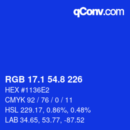 カラーコード: RGB 17.1 54.8 226 | qconv.com