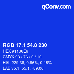 カラーコード: RGB 17.1 54.8 230 | qconv.com