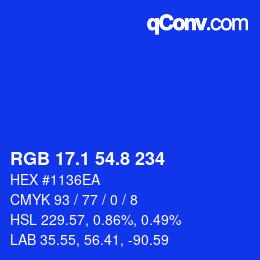 カラーコード: RGB 17.1 54.8 234 | qconv.com