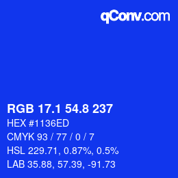 カラーコード: RGB 17.1 54.8 237 | qconv.com
