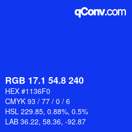 カラーコード: RGB 17.1 54.8 240 | qconv.com