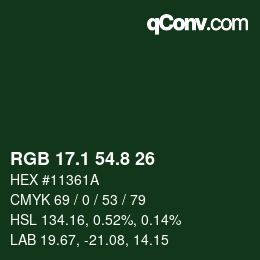 カラーコード: RGB 17.1 54.8 26 | qconv.com