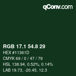 Farbcode: RGB 17.1 54.8 29 | qconv.com