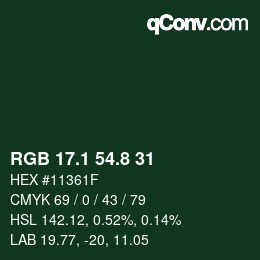 Color code: RGB 17.1 54.8 31 | qconv.com