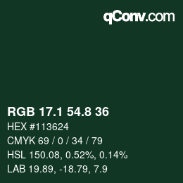 Color code: RGB 17.1 54.8 36 | qconv.com
