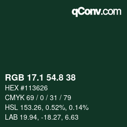 Color code: RGB 17.1 54.8 38 | qconv.com