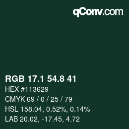 Color code: RGB 17.1 54.8 41 | qconv.com