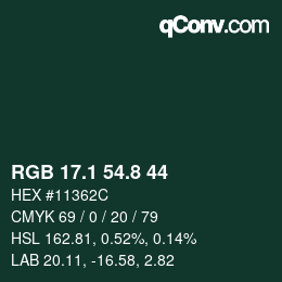 カラーコード: RGB 17.1 54.8 44 | qconv.com