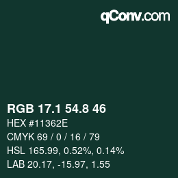 Color code: RGB 17.1 54.8 46 | qconv.com