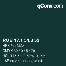 カラーコード: RGB 17.1 54.8 52 | qconv.com