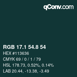 カラーコード: RGB 17.1 54.8 54 | qconv.com