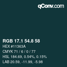 Color code: RGB 17.1 54.8 58 | qconv.com