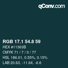 Color code: RGB 17.1 54.8 59 | qconv.com