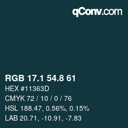 Color code: RGB 17.1 54.8 61 | qconv.com